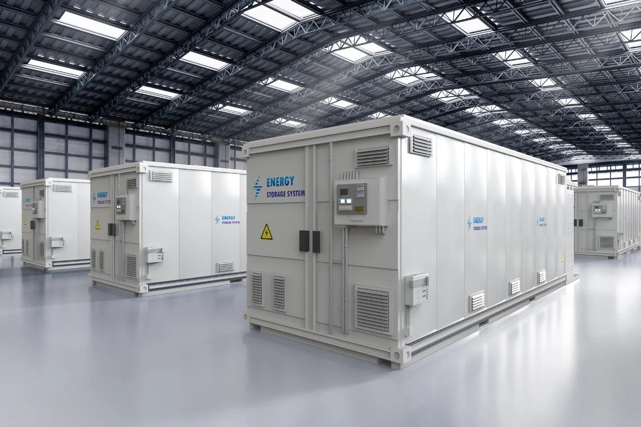 Sistemi di accumulo energetico in un capannone industriale