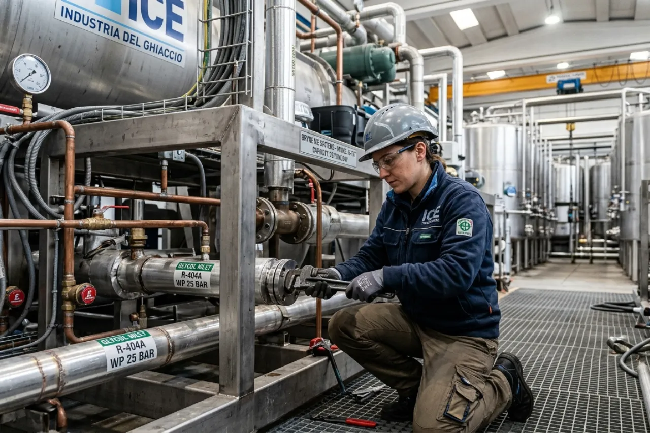 Tecnico manutentore su impianto industriale di refrigerazione