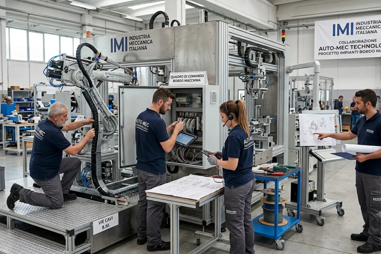 Tecnici lavorano su impianto industriale automatizzato