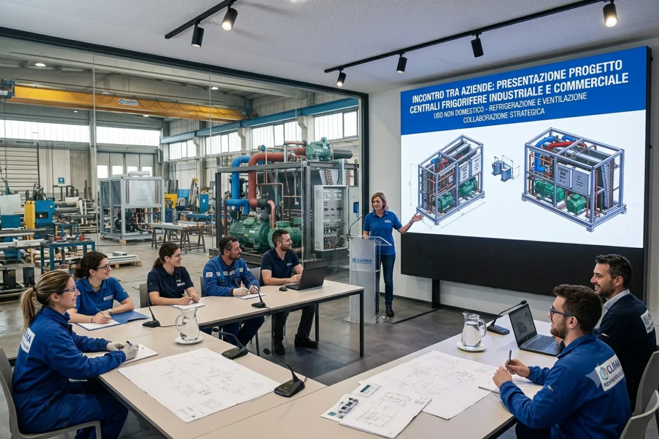 Riunione aziendale in stabilimento con presentazione tecnica