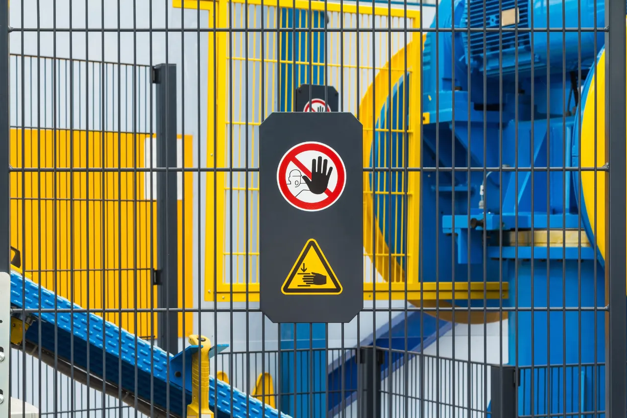 Barriera di sicurezza davanti a macchinario industriale