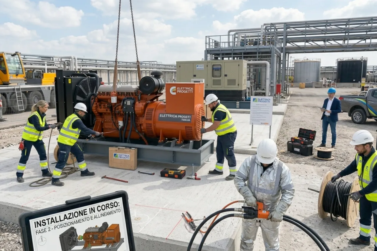 Installazione generatore industriale in impianto energetico