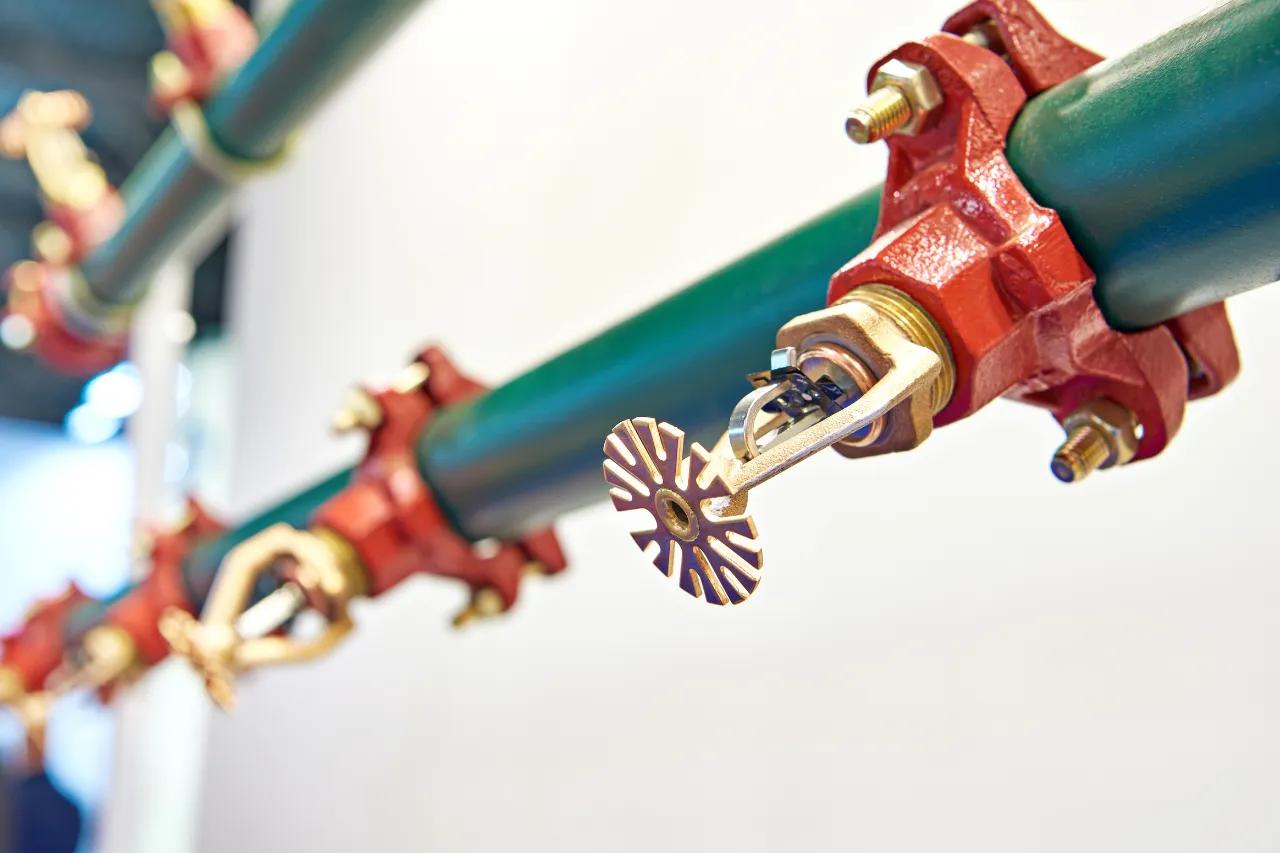 Testina sprinkler su tubazione antincendio verde