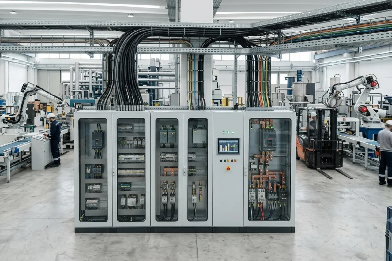 Quadri elettrici industriali in fabbrica automatizzata