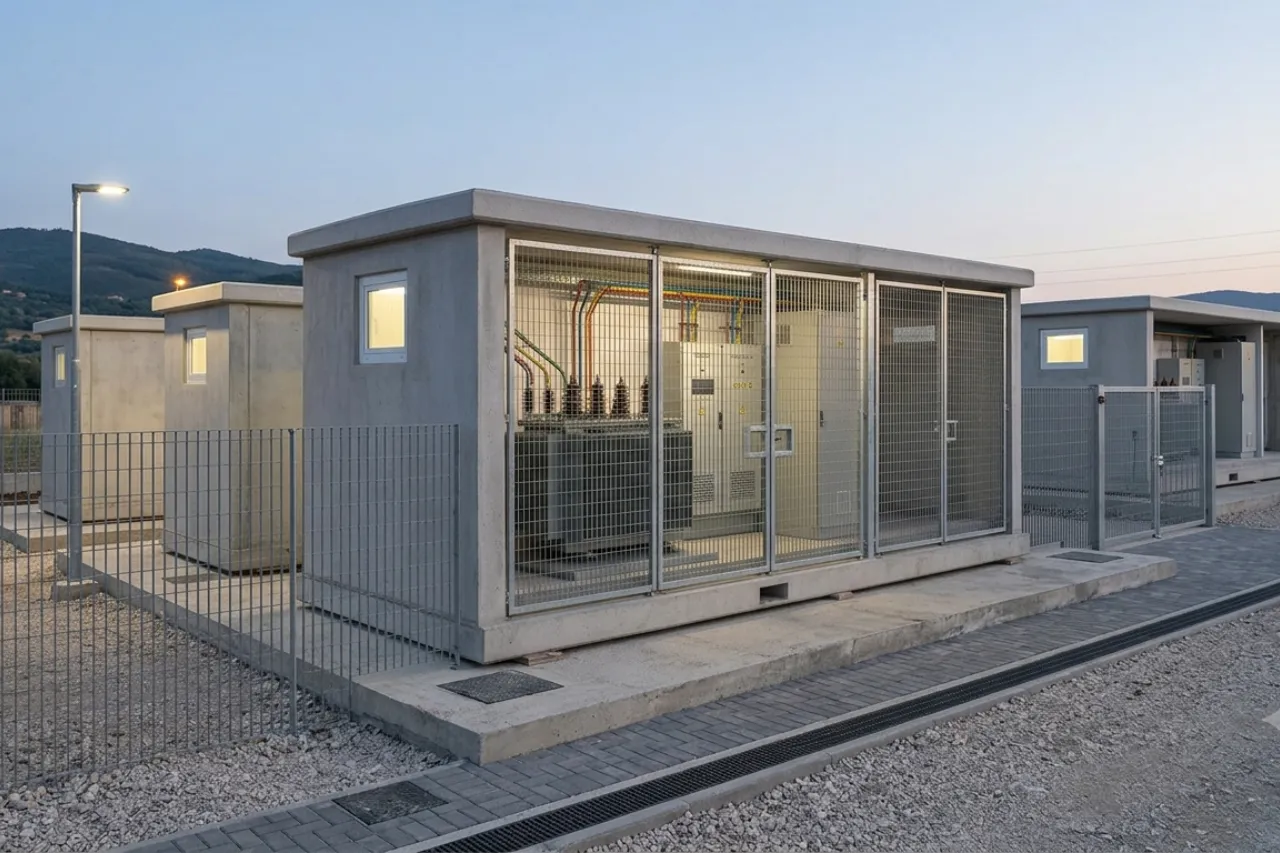 Cabina elettrica prefabbricata con trasformatore e quadro