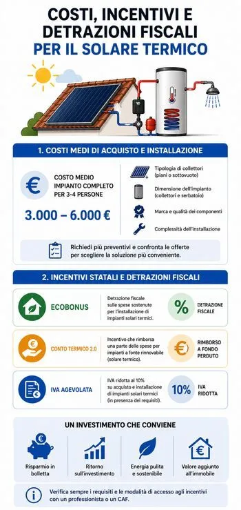 detrazione solare termico per acqua calda infografica