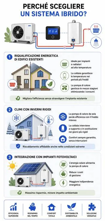 infografica perché scegliere un sistema di riscaldamento ibrido