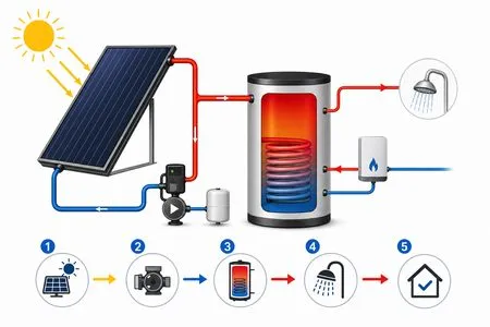 infografica sul funzionamento del solare termico